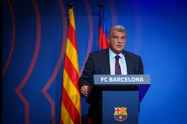 Joan Laporta en la conferencia de prensa del lunes 17 de abril en el Camp Nou.