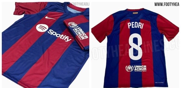 La camiseta que utilizaría el FC Barcelona en la temporada 2023/2024. 
    Footy Headlines.