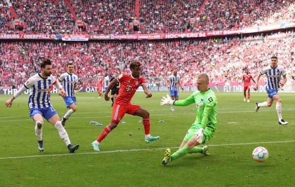 El gol de Kingsley Coman vs. Hertha Berlin. Getty Images