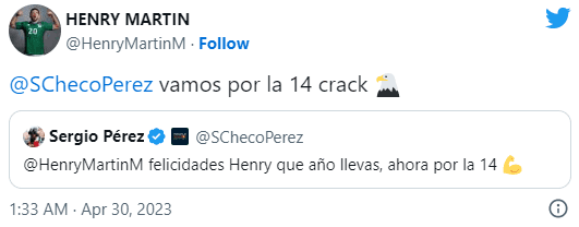 Henry le respondió a Checo. (@HenryMartinM)