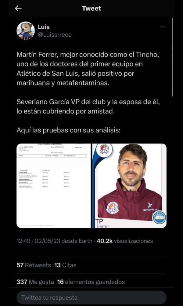 Foto: TW / @Luisrreee