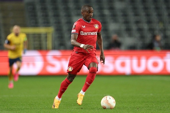 Moussa Diaby con Bayer Leverkusen. Getty.