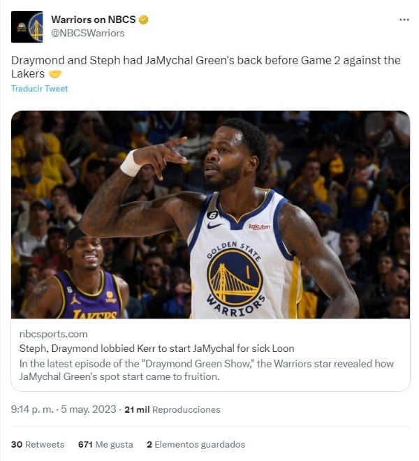 Twitter: @NBCSWarriors