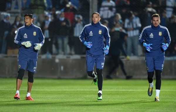 Andrada, Marchesín y Armani en un amistoso de la Selección ante Nicaragua en 2019. (Foto: Getty).