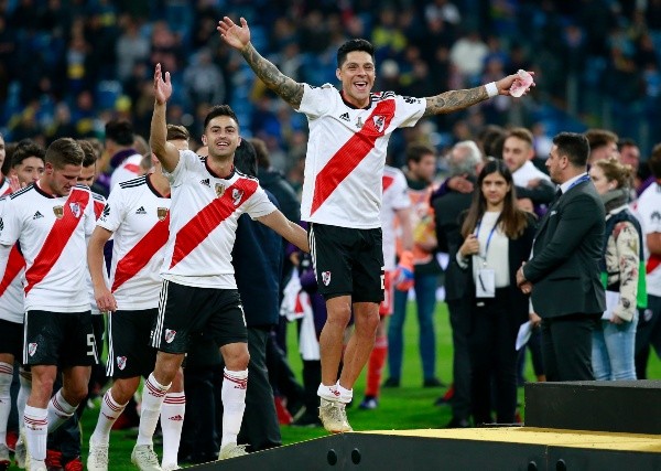 Enzo Pérez festeja como un hincha más la Copa Libertadores 2018. (Foto: Getty).