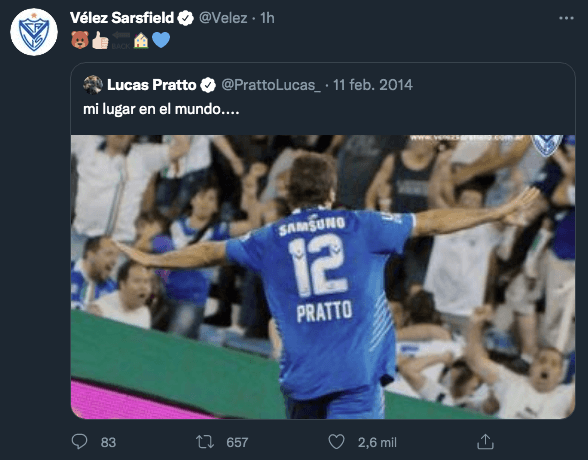 Vélez también ya dio la pista de que Pratto vuelve al club.