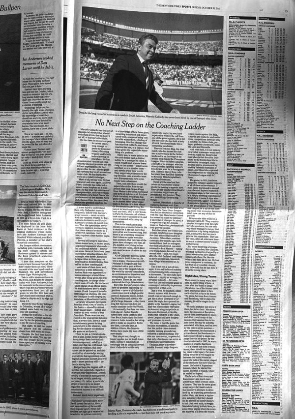 La página del diario de papel donde salió publicada la nota sobre Gallardo en el NY Times.