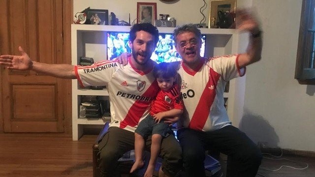 Jean Pierre Noher, su hijo Michel y su nieto Antón el 9 de Diciembre de 2018