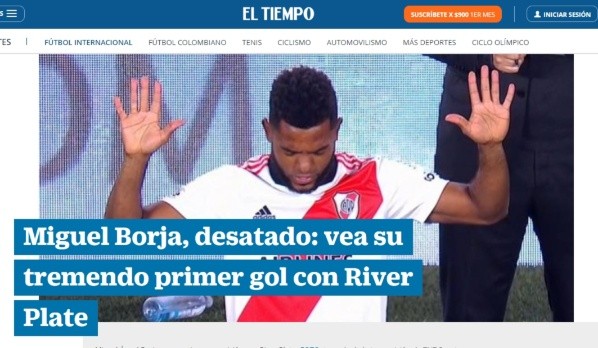 El portal del diario El Tiempo también habló sobre Borja y su partidazo