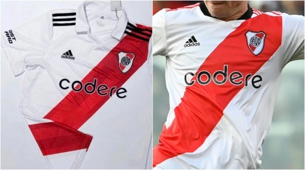 Las diferencias entre la camiseta nueva y la utilizada el domingo pasado ante Independiente.
