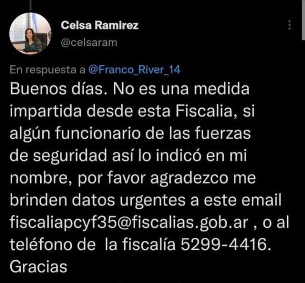 La respuesta de la Fiscal Celsa Ramírez