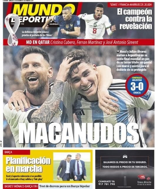 &quot;Messi y Julián Álvarez meten a Argentina en su sexta final mundial&quot;