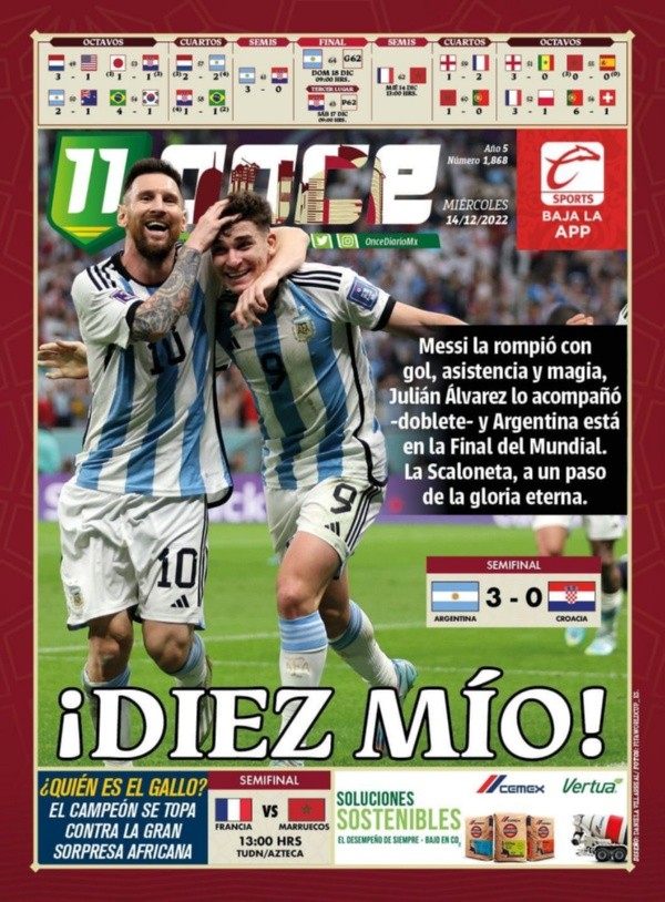 &quot;Messi la rompió, con gol, asistencia y magia, Julián Álvarez lo acompañó -doblete- y Argentina está en la final del Mundial&quot;