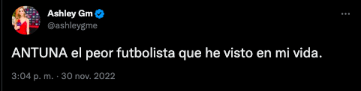 Ashley González critica a Antuna | Twitter