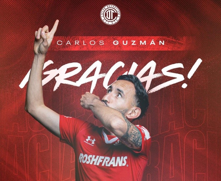 Toluca le dio las gracias a Carlos Guzmán. (@Tolucafc)