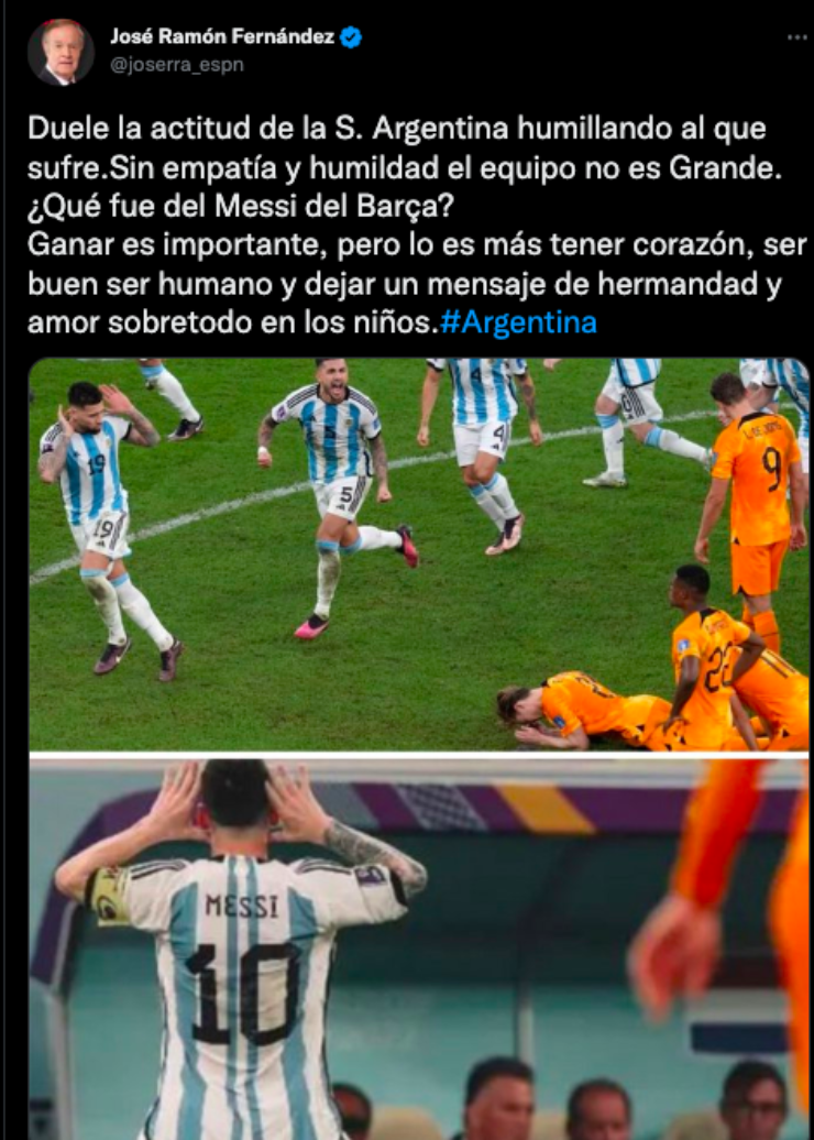 Tuit de José Ramón Fernández contra Messi | Twitter
