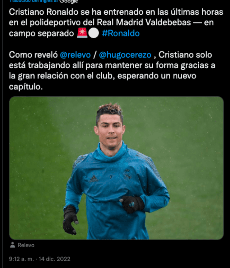 Cristiano Ronaldo entrena en Madrid | Twitter