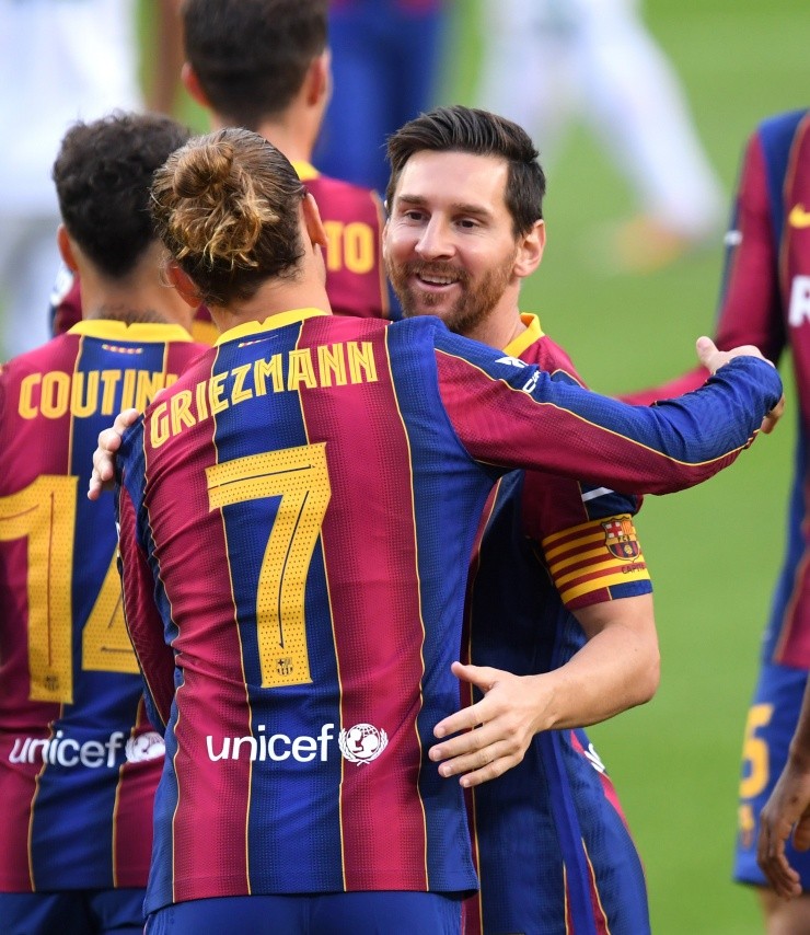 Griezmann y Messi durante su estadía en Barcelona (Getty Images)
