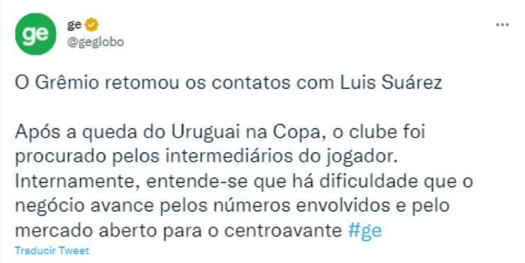 Luis Suárez interesa en Gremio