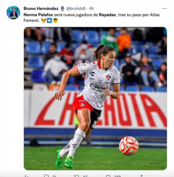 Norma Palafox iría a Rayadas | Twitter