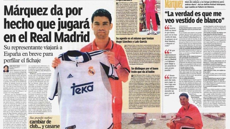 La nota de Marca donde Rafa Márquez ya se sentía jugador del Real Madrid.