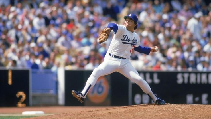 Fernando Valenzuela con los Dodgers en 1985.