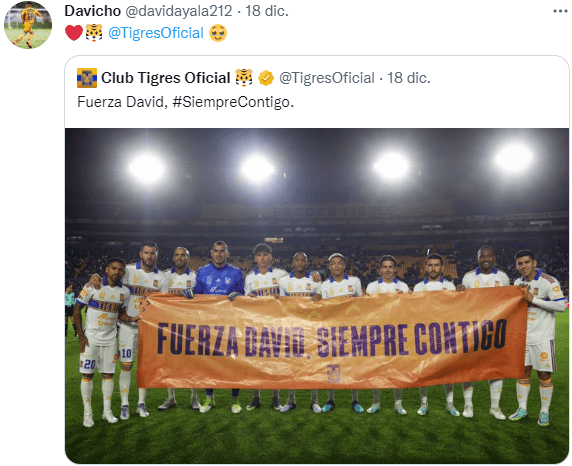 Todo Tigres le deseó fuerza a David Ayala. (@davidayala212)