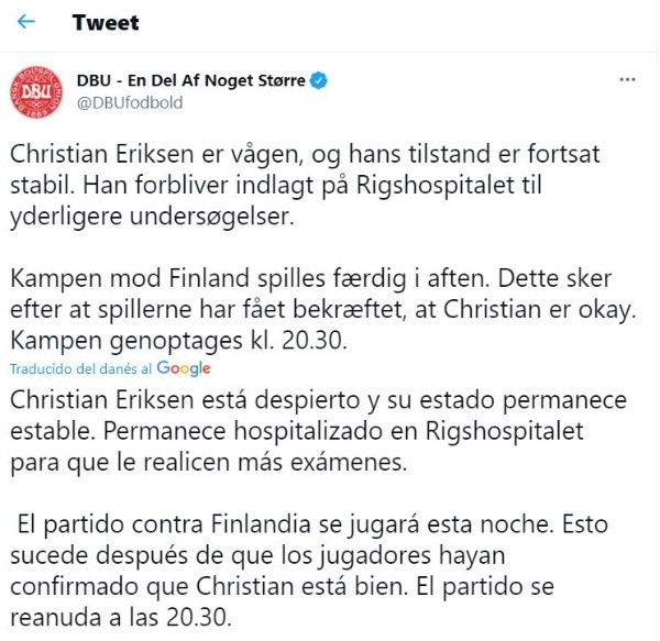 Foto: @DBUfodbold / Twitter