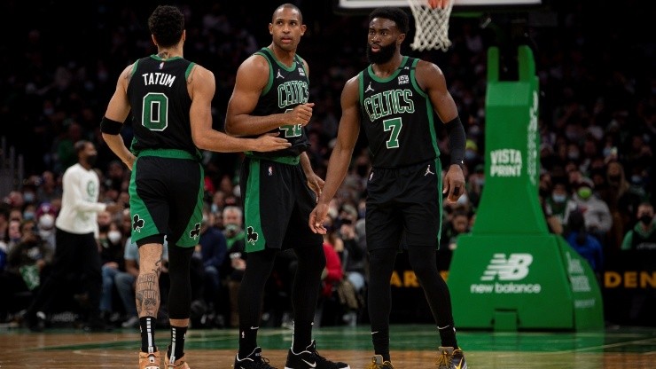 Jayson Tatum, Al Horford y Jaylen Brown en Boston Celtics