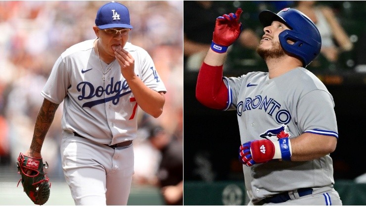 Julio Urías (Los Angeles Dodgers) y Alejandro Kirk (Toronto Blue Jays)