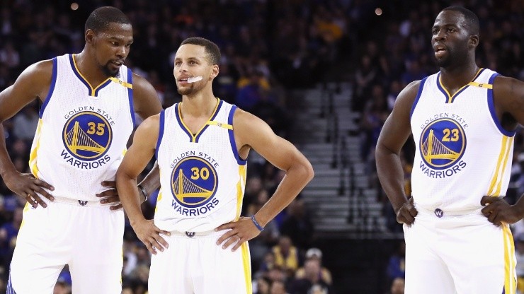 Kevin Durant, Stephen Curry y Draymond Green.