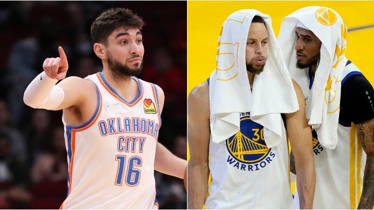 Ty Jerome, Stephen Curry y Gary Payton II